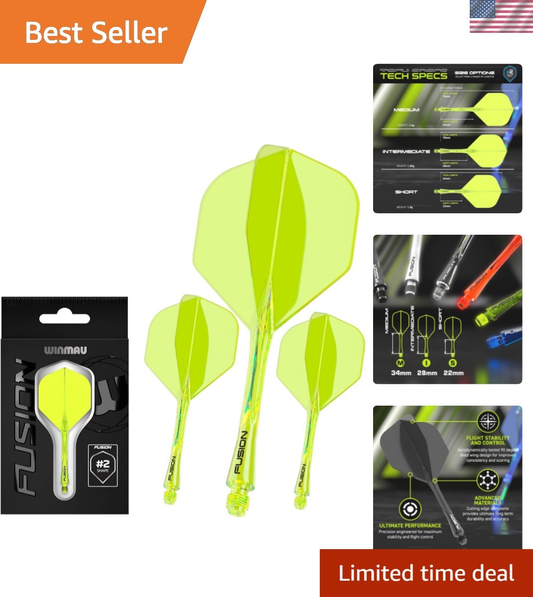 Darts Fusion Integrated Flight & Shaft System - No.2 Shape and Design - Avail...