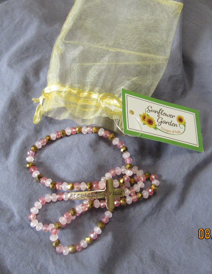 Sunflower Garden Design Faith Bracelet-All it takes is Faith & Trust