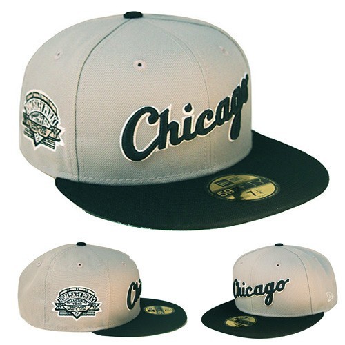 New Era Chicago White Sox Gray Fitted Hat 1991 Comiskey Inaugural Patch Green UV