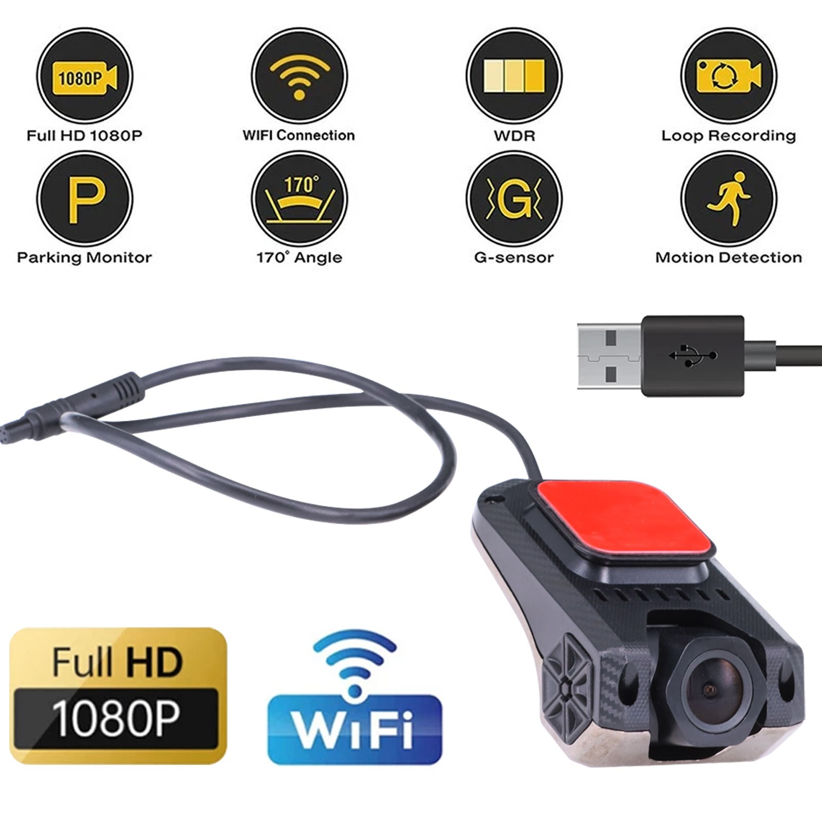 1080P ADAS Car USB DVR Dash Front Camera DrivingVideo Recorder For Android Radio