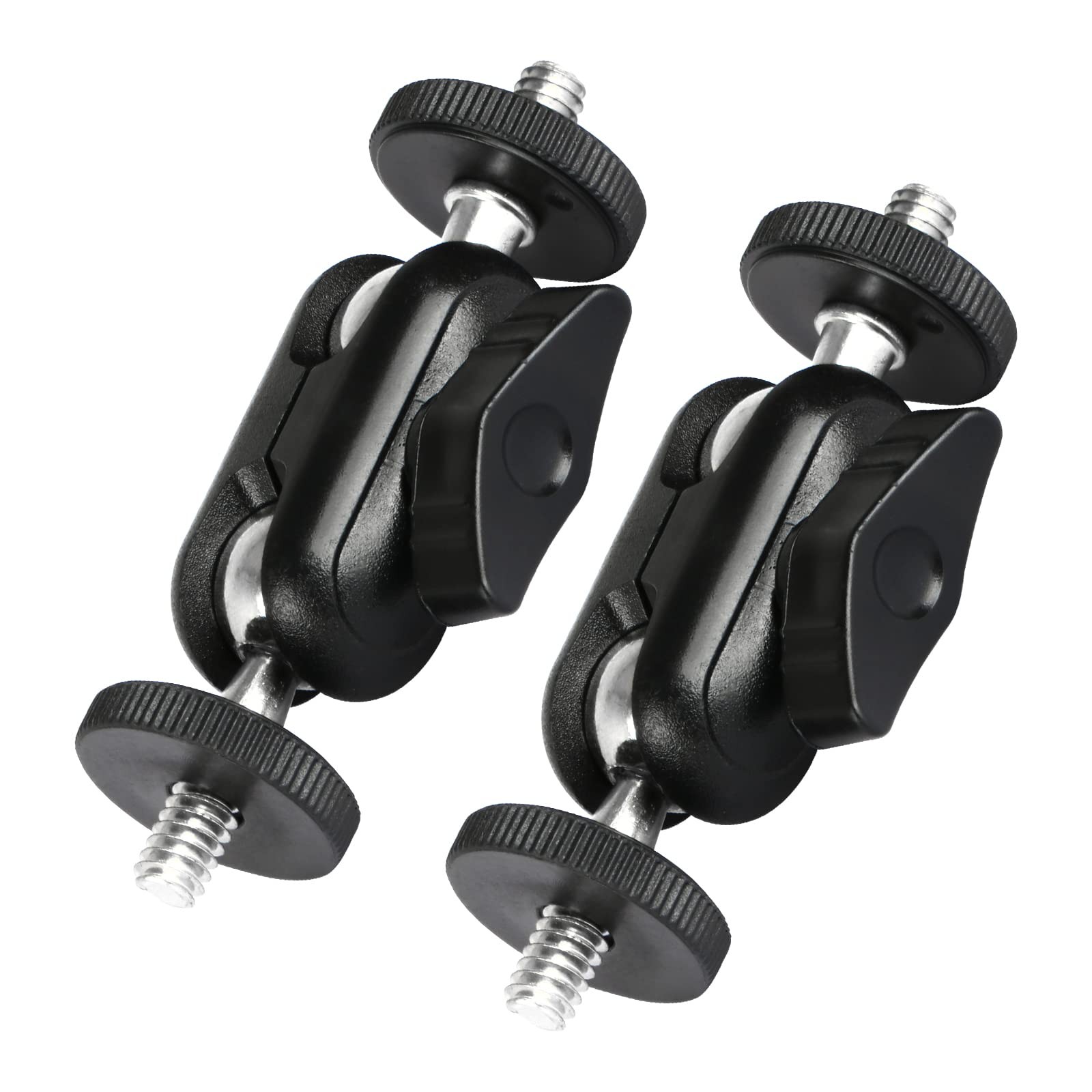 Adjustable Extension Arm Dual Ball Head 1/4 Screw Mount Monitor Mic GoPro 2 Pack
