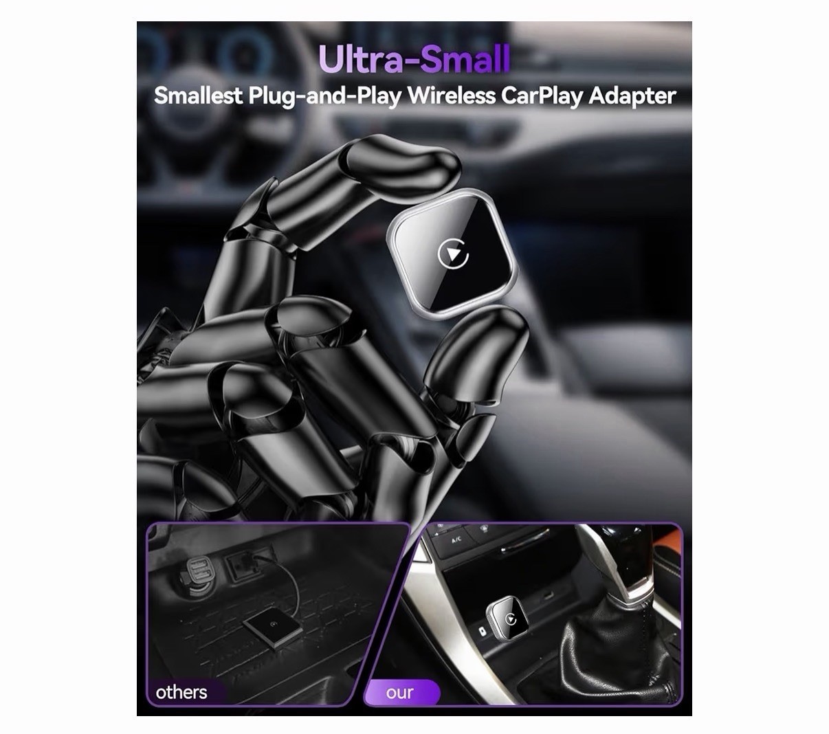 Wireless CarPlay Adapter for Apple iPhone & Android Auto USB Adapter Plug & Play