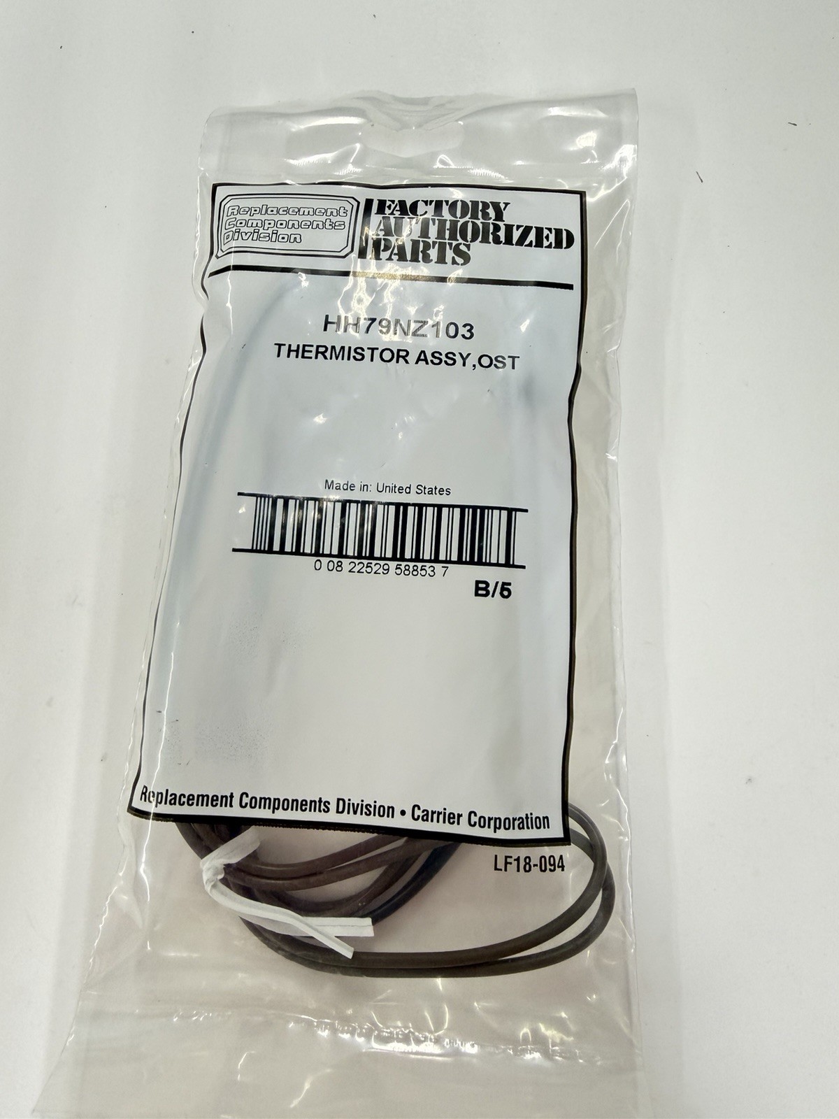 Factory Authorized Parts Carrier HH79NZ103 Thermistor Assembly OST