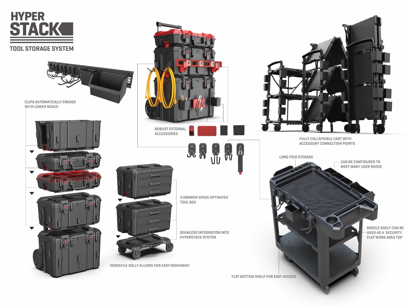 Hyper Tough Hyper Stack Dolly – Rolling Base for Modular Garage & Tool Storage S