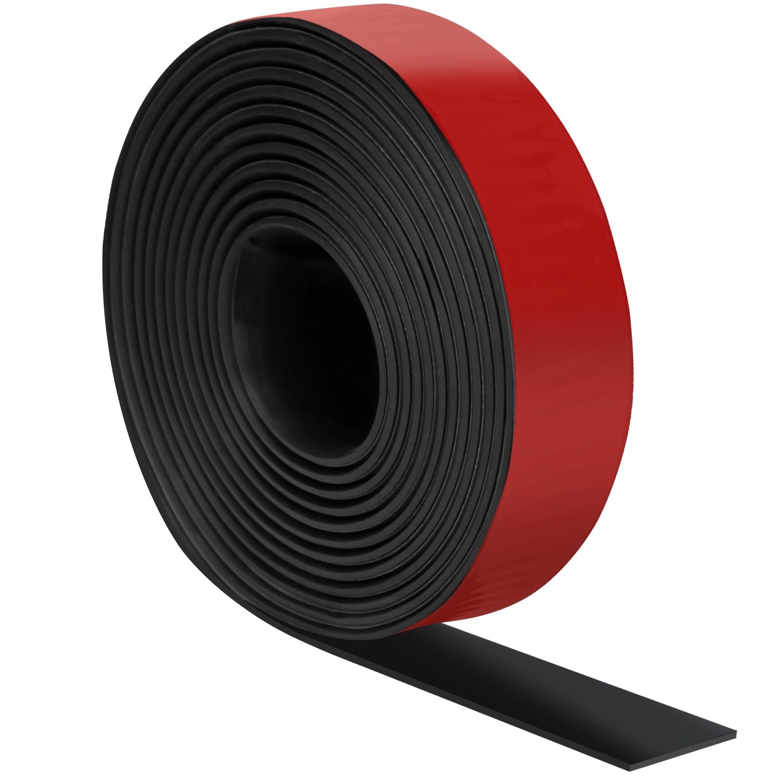 Heonay Self Adhesive Rubber Strips, Solid 1" W x 1/16" T x 120" L, Red