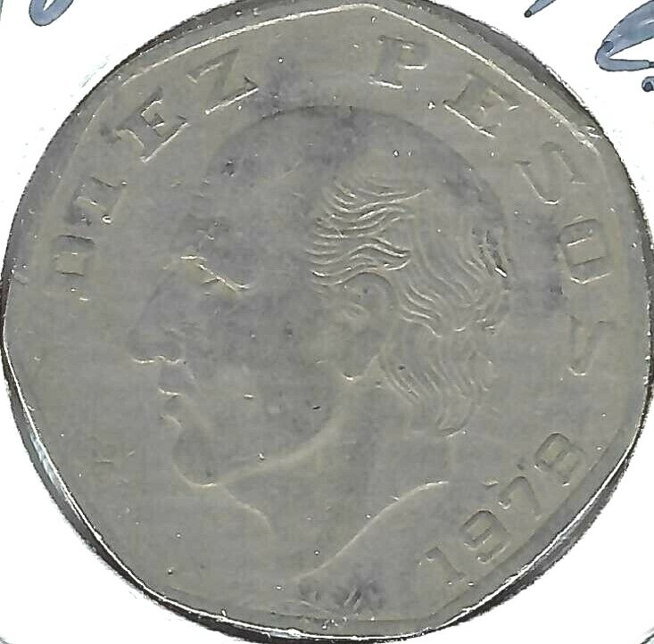 1978 Mexico 10 Pesos - Miguel Hidalgo Cotilla -7 Sided Coin