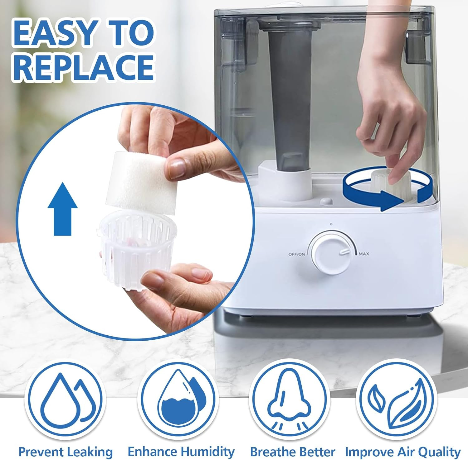 30-Pack Top Fill Humidifier Replacement Filter Compatible with LEVOIT Classic160