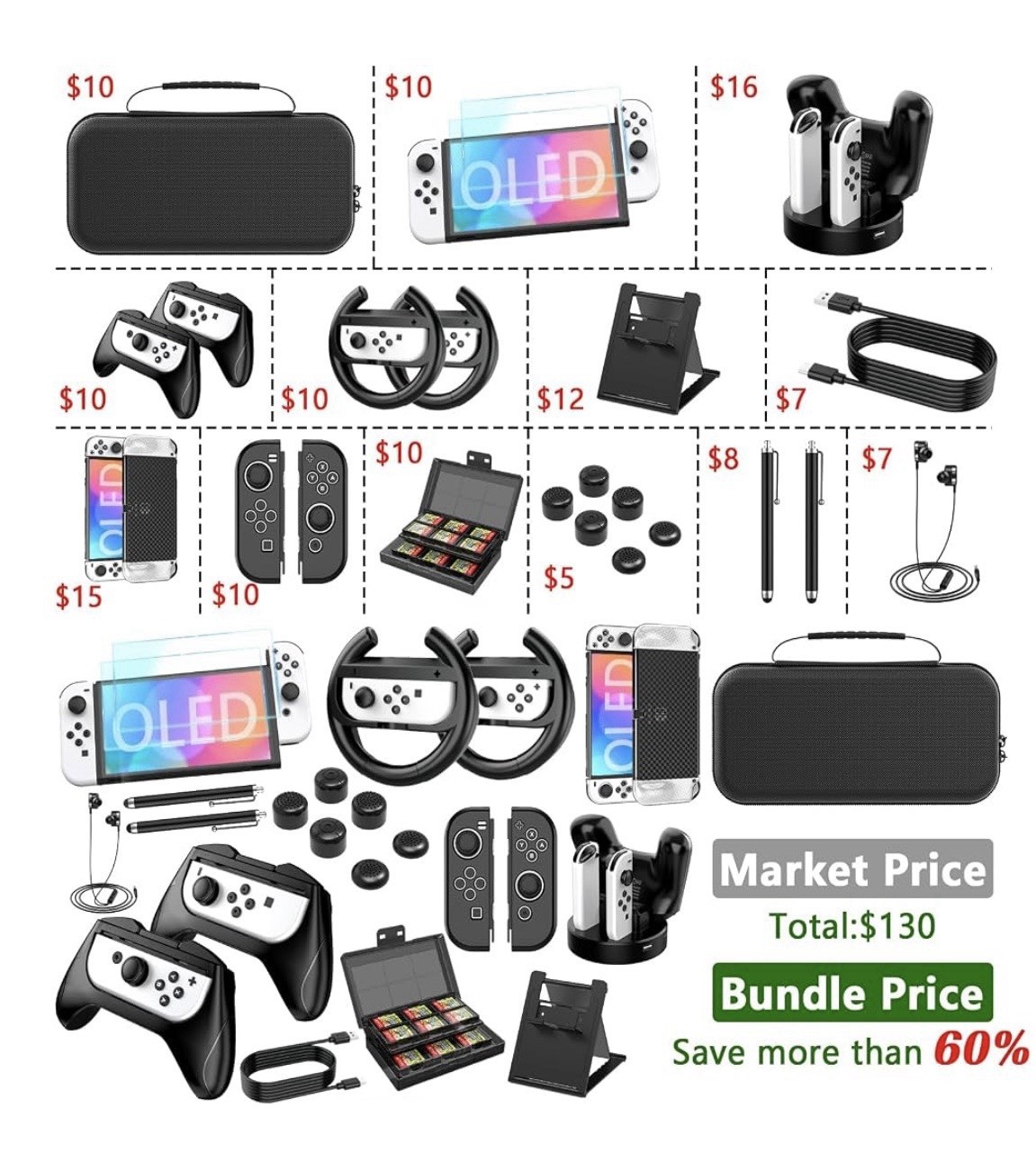 Switch OLED Accessories Bundle for Nintendo Switch OLED Accessories Gift Kit