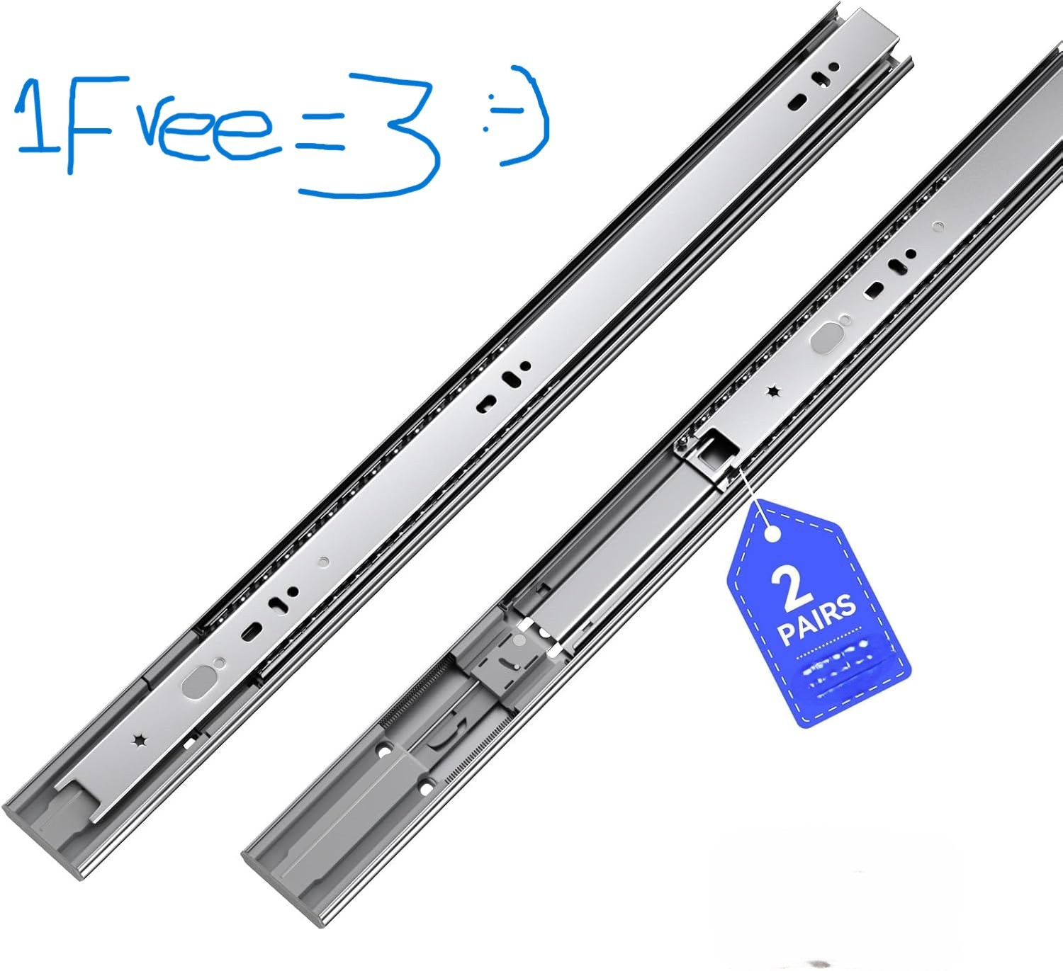 LONTAN 2+1 FREE Pairs Soft Close Drawer Slides 12 In Heavy Duty Ball Bearing 🔥
