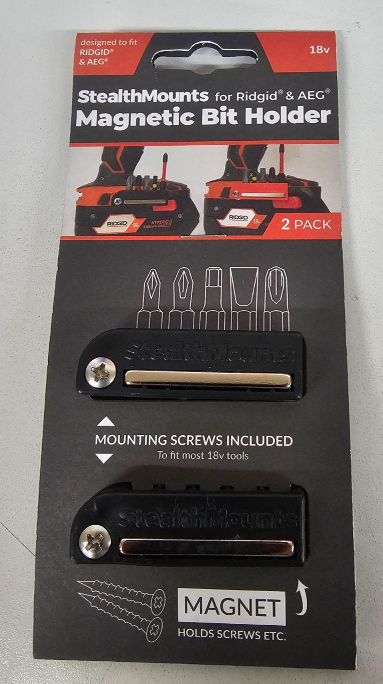Stealthmounts Bit Holder for AEG/Ridgid 2 Pack Black - BH-AR-BLK-2