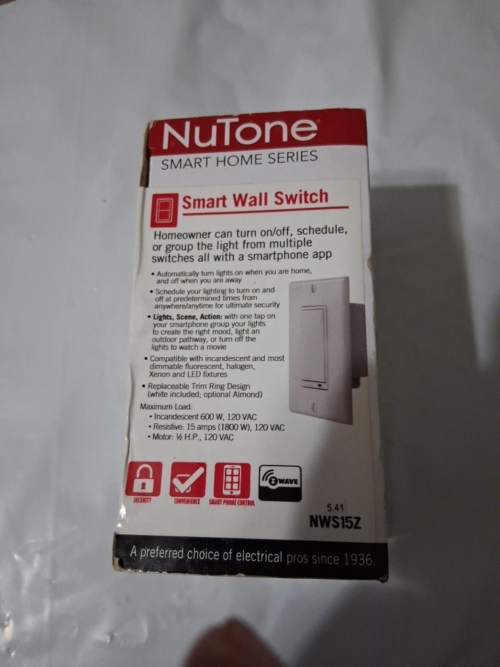 Nutone Smart Wall Switch, NIB C12-040726