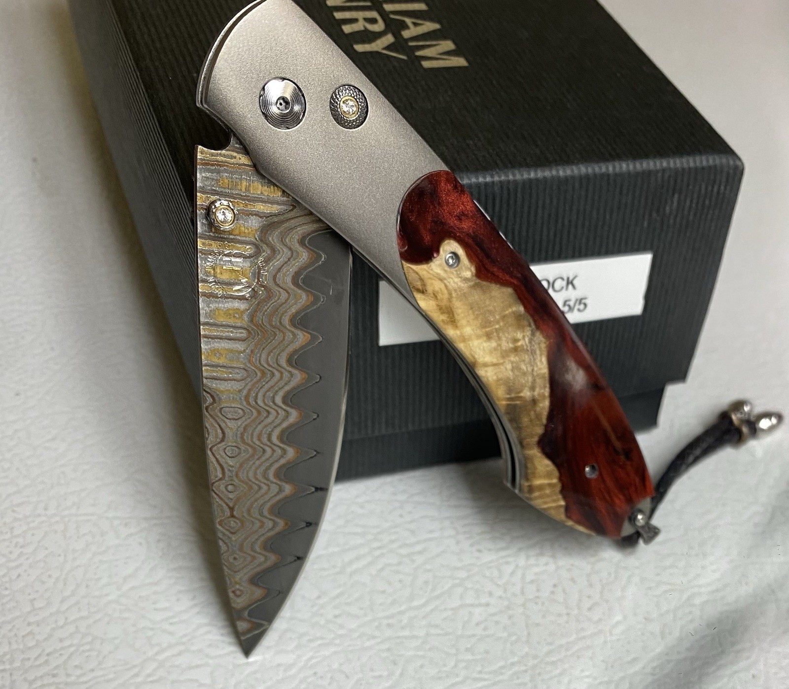 William Henry B12 Shock Knife -6/24/20 Spearpoint Copper Wave Damascus Blade NEW