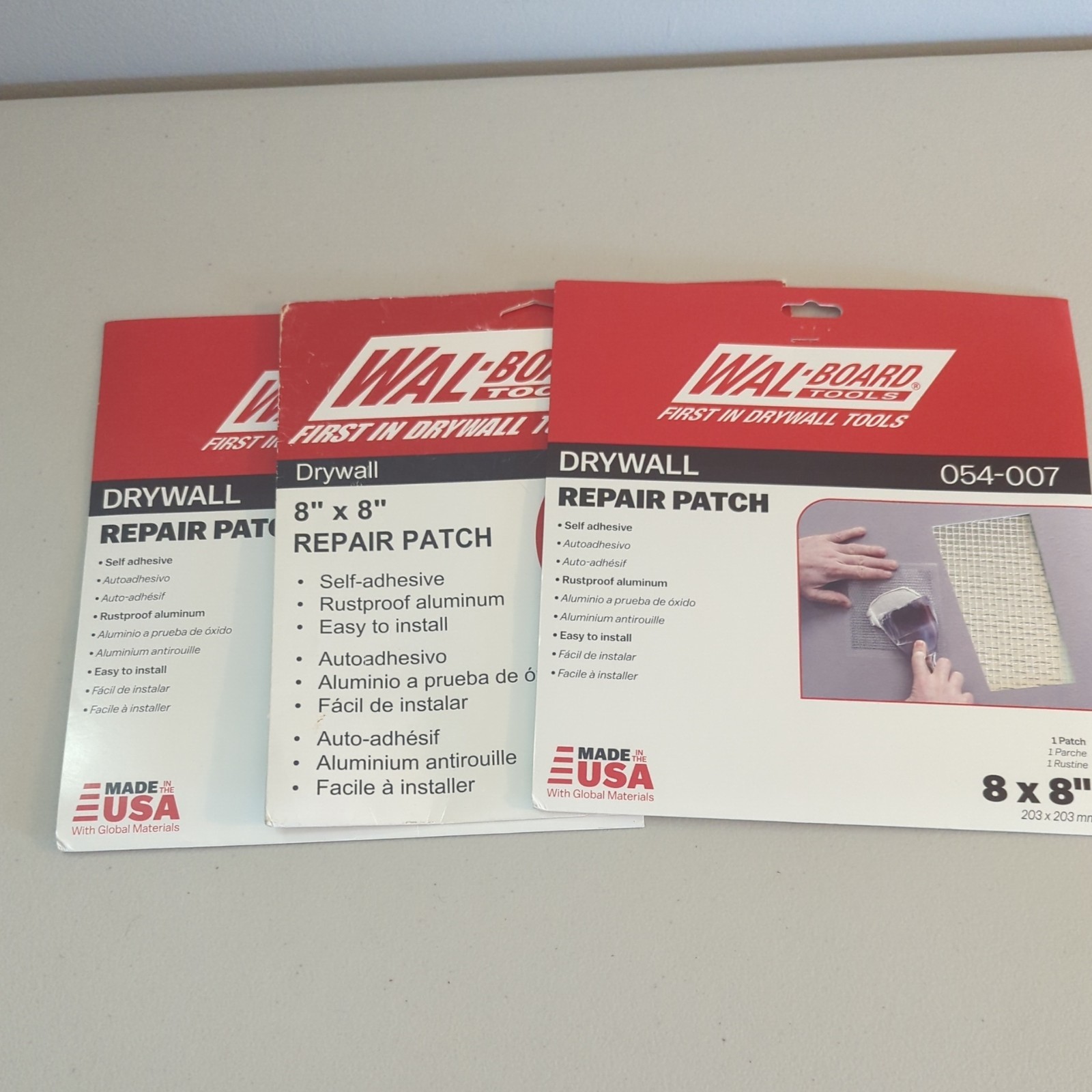 3 Pack WAL BOARD TOOLS 8" X 8" DRYWALL REPAIR PATCH