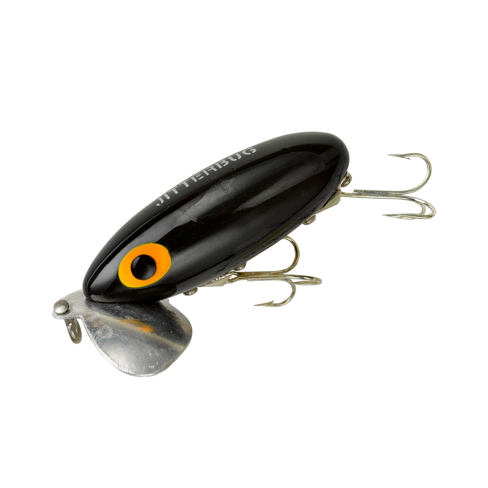 Arbogast Jitterbug Topwater Bass Fishing Lure, Excellent 3", 5/8 oz, Black