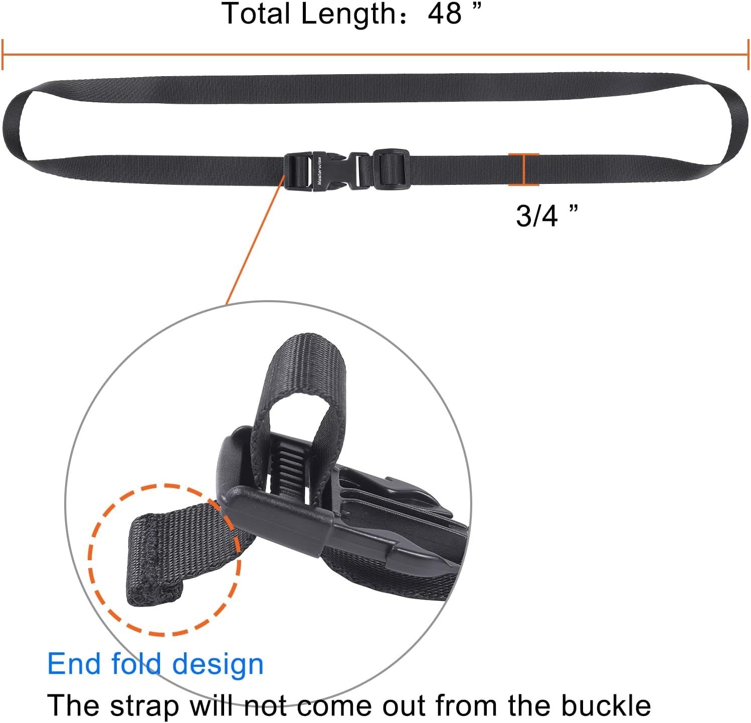 4 Pack Black Buckle Packing Straps with Clips, Adjustable Nylon Straps with Buck
