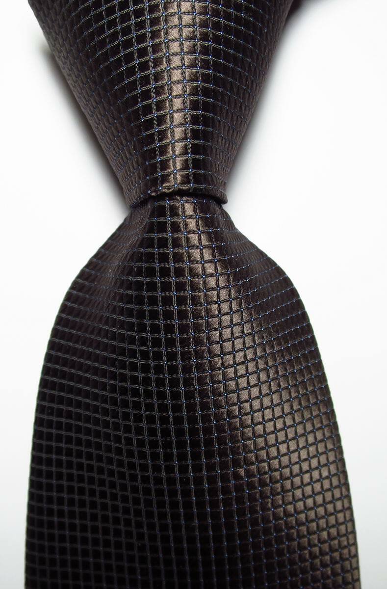 New Classic Checks Brown JACQUARD WOVEN 100% Silk Men's Tie Necktie