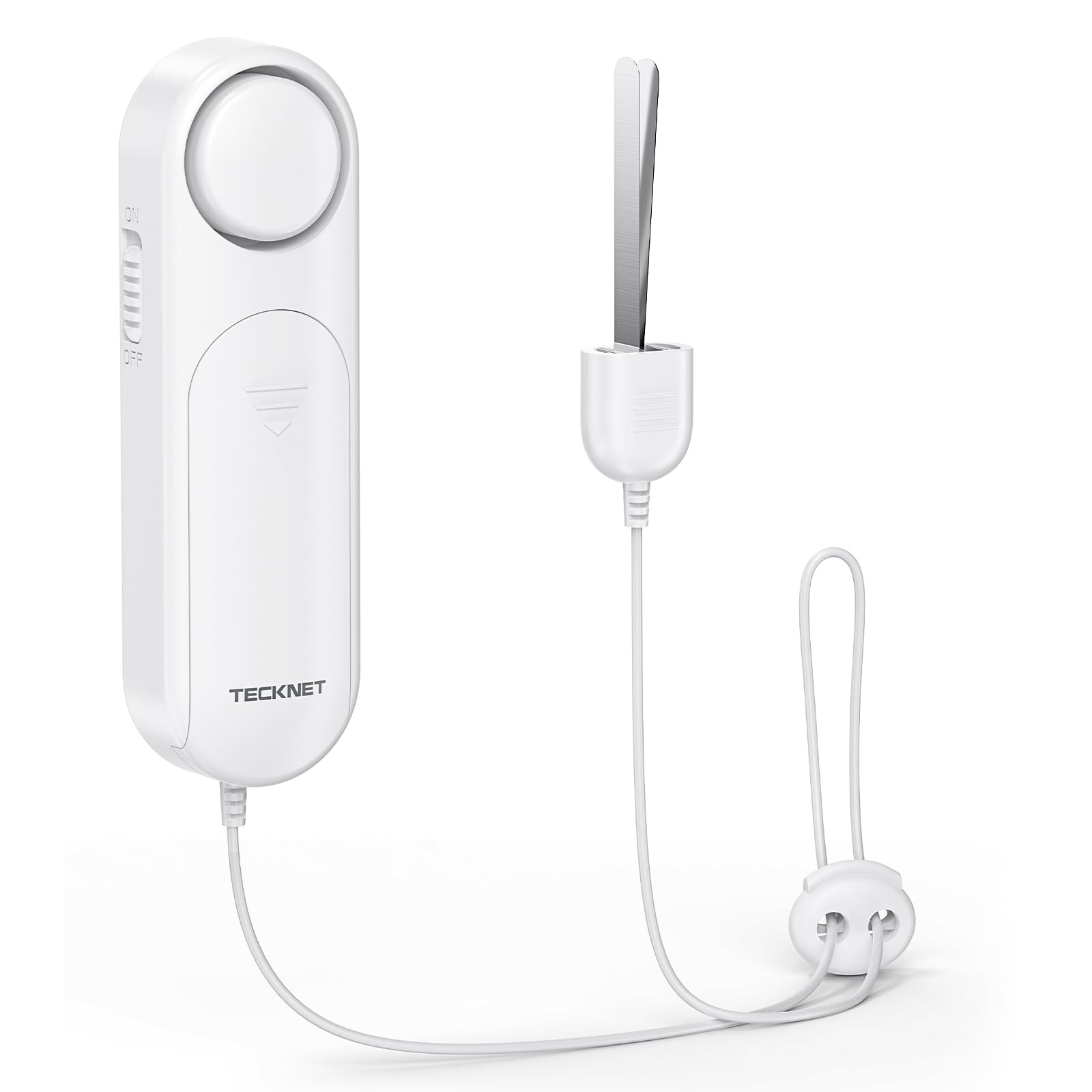 TECKNET Door Alarm for Handle, 130dB 3.1 × 10.1 × 1.8 cm, matte white