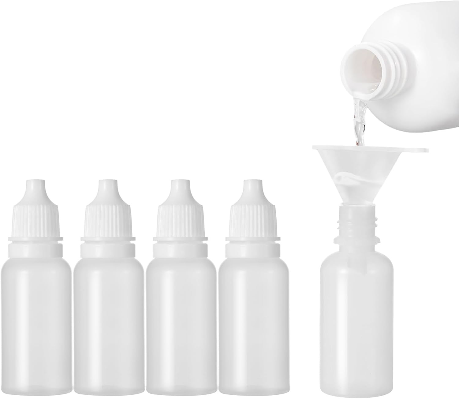 6 Pcs (5 Bottles + 1 Funnel) 15Ml (0.5Oz) Small Plastic Dropper Bottle,White Eye