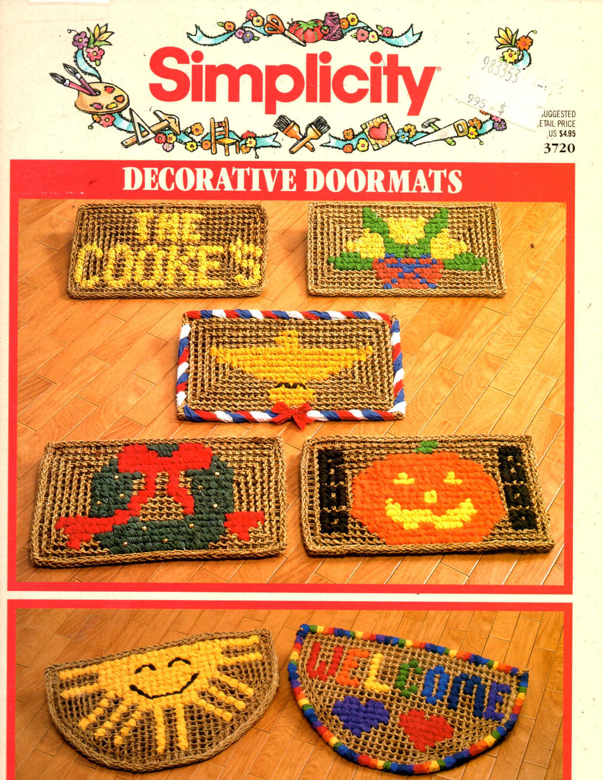 Simplicity 1992 Decorative Doormats Pattern Leaflet #3720