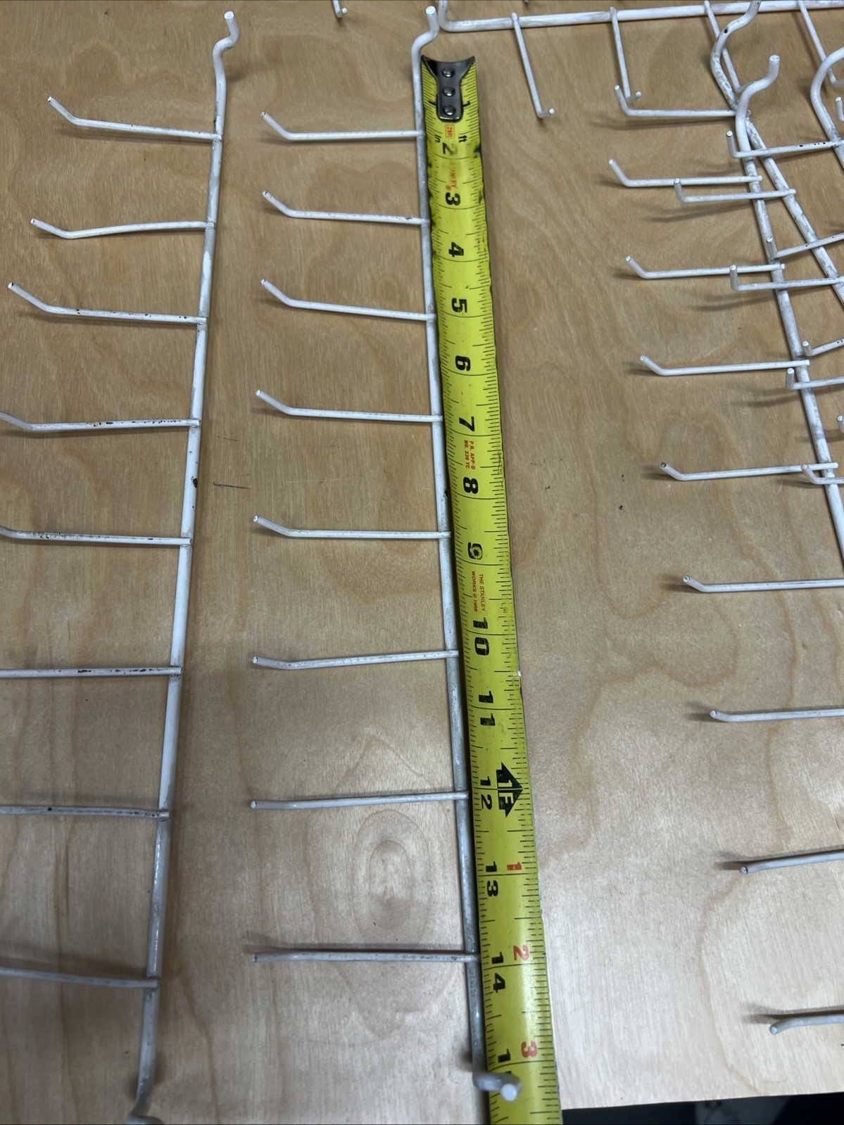 12 Pack Shelf Peg Multiple Hooks White 15” X 2 1/2”. Keys Tools Organization