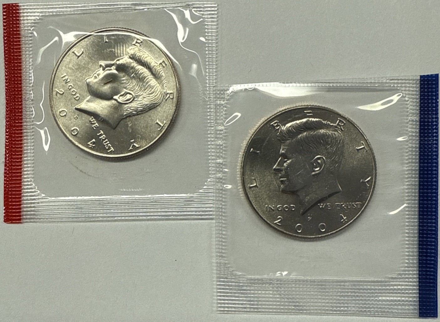 2004 P&D Kennedy Half Dollars from Mint Set in Mint Cello with Free Shipping