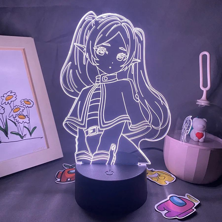 Anime Frieren 3D LED Night Lights Birthday Gift for Friend Kid Otaku Bedroom dec