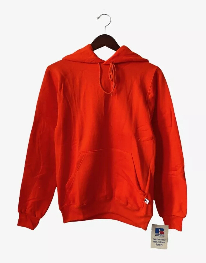 vintage russell athletic hoodie sweatshirt mens size XS deadstock NWT 90s NOS 🍊