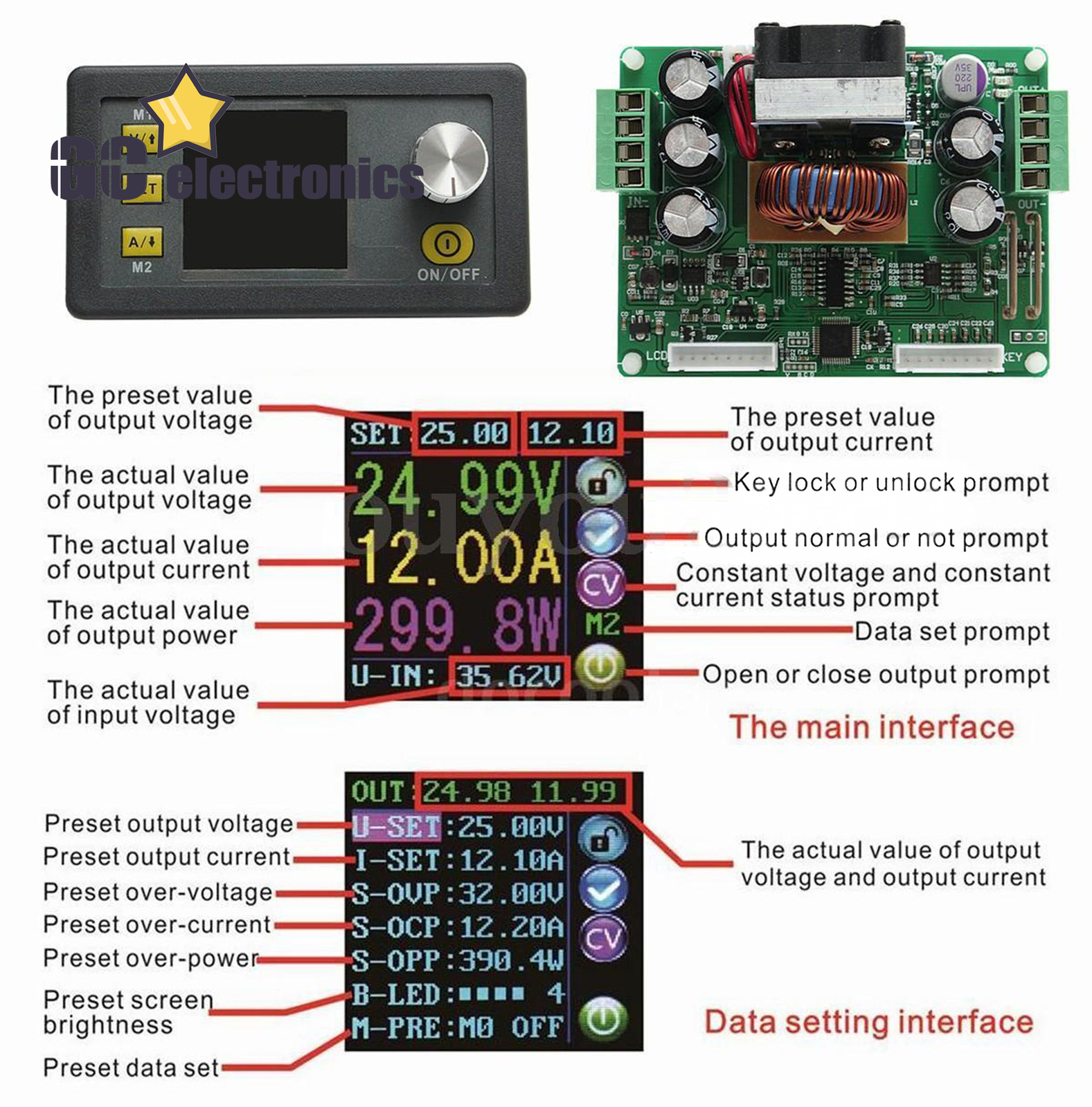 DPS3012/ DPS5015/ DPS5020 Adjustable Regulated LCD Digital Power Supply Module