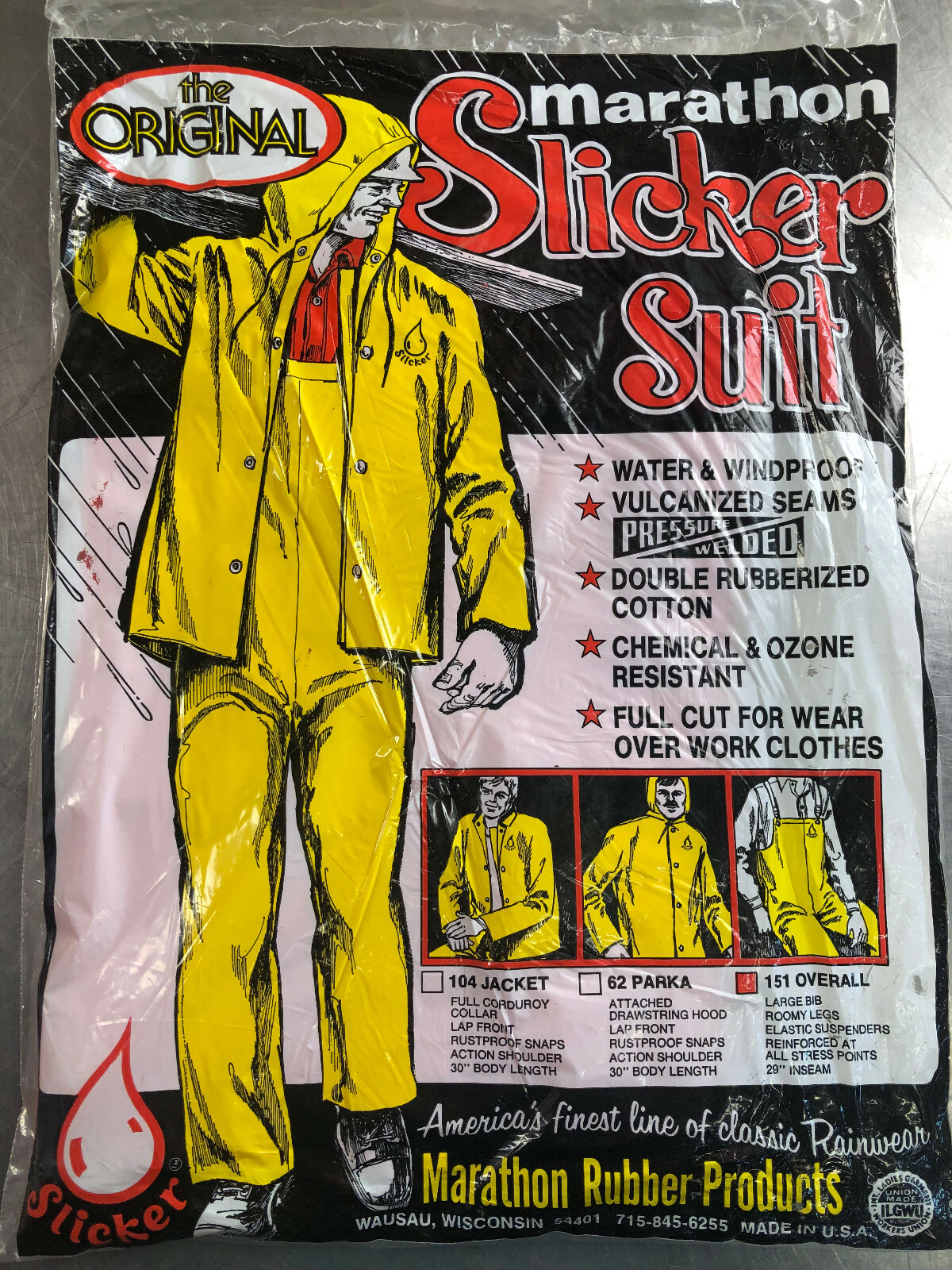 MARATHON Slicker Suit Overalls - Outdoor Rain Protection - Safety Orange - Med