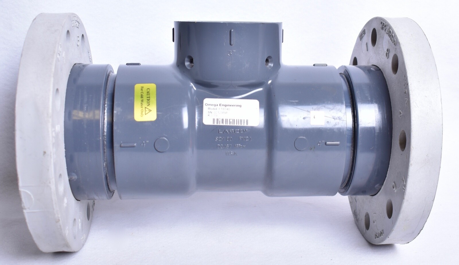 Omega Engineering Flanged Mounted PVC Turbine Flow Meter Tee FTB740