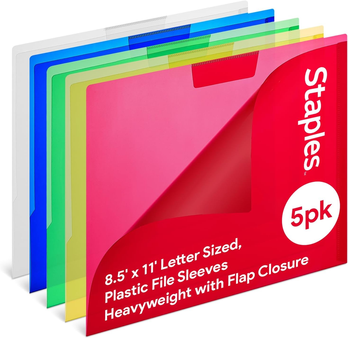 Staples Poly Project Jackets, Clear‑Front Document Sleeves, Letter Size, Durable