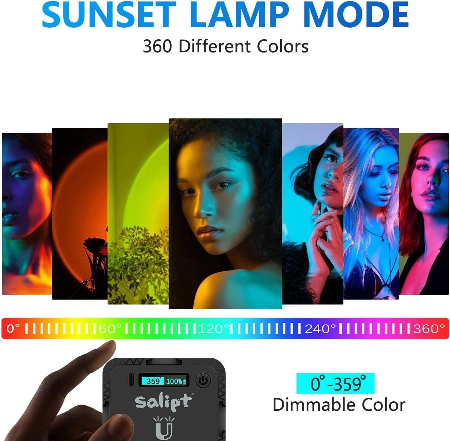 Sunset Projection Lamp, RGB Video Light, LED Camera Light 360° Blue