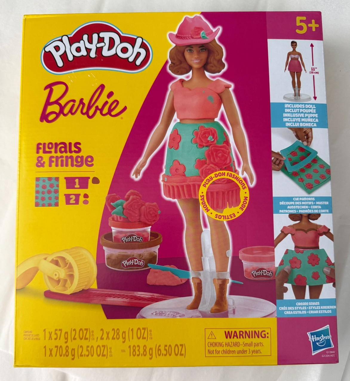 Play-Doh Barbie Florals and Fringe Fashion Set Includes Doll Accessories Dough