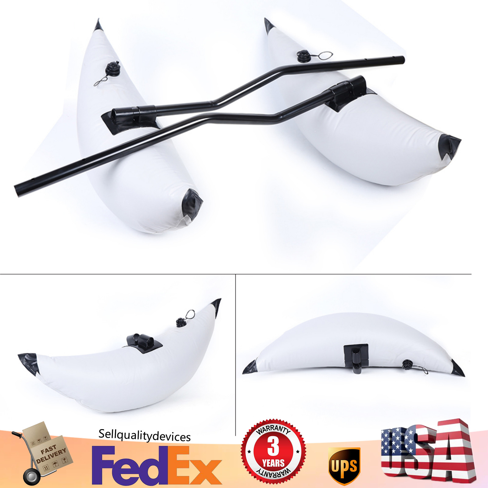 NEW 2 White PVC Kayak Canoe Boat Fishing Outrigger Stabilizer+Ama Kit USA!
