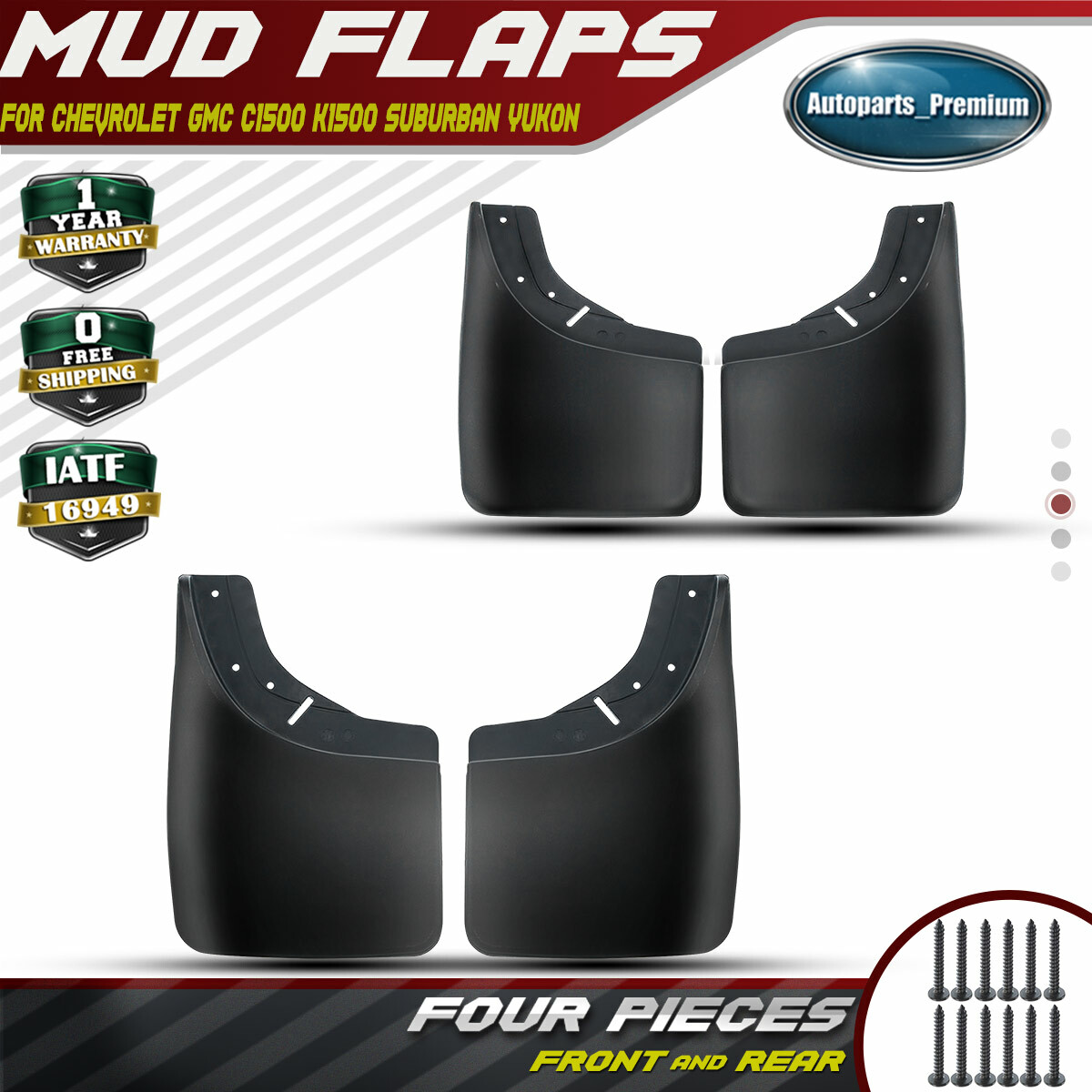 4x Splash Guards Mud Flaps for Chevrolet GMC C/K Suburban Pickup Tahoe 1988-2000