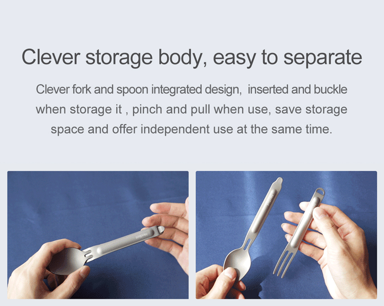 NEXTOOL KT5525 Titanium Spoon Fork Tableware Set Portable Cutlery Ultralight 25g