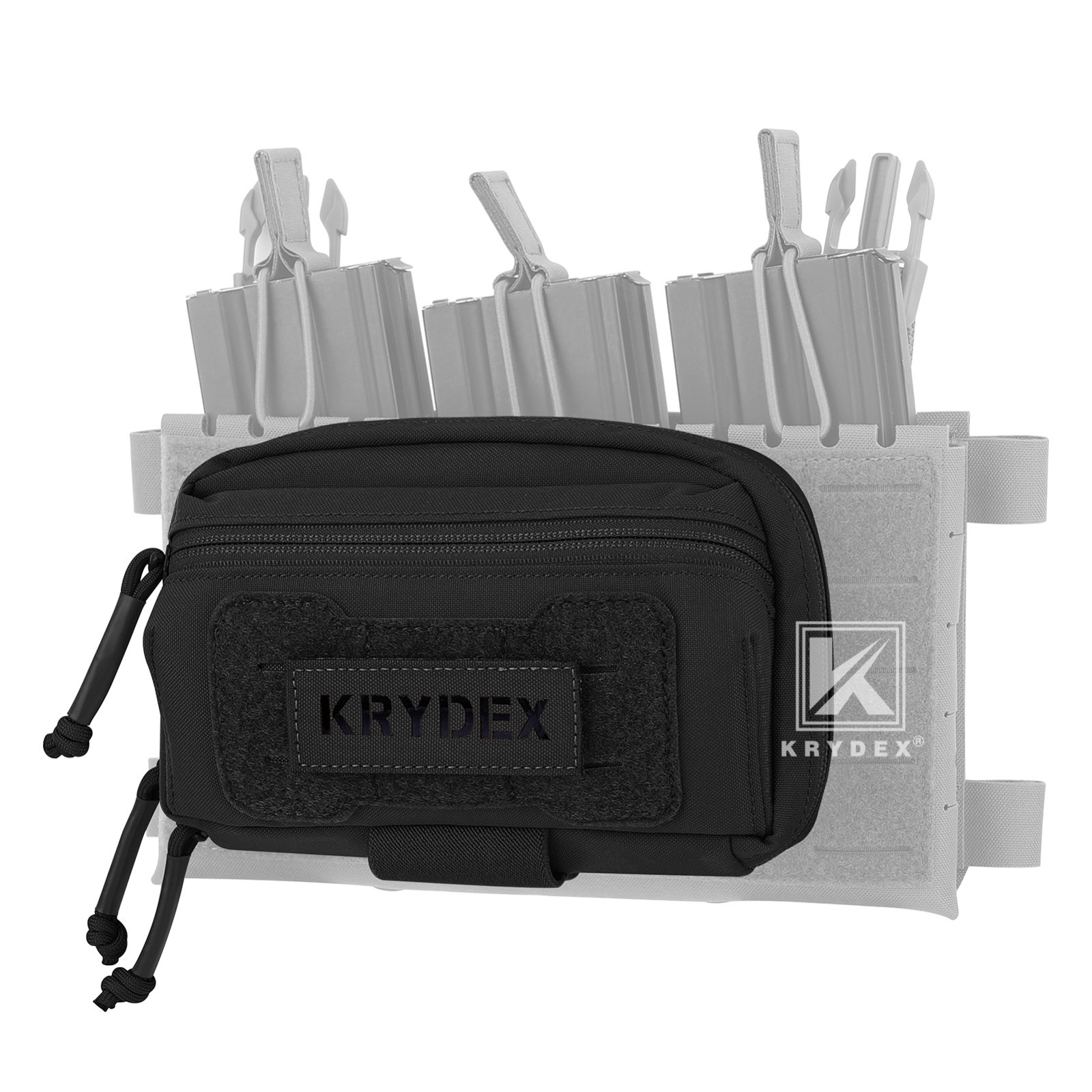 KRYDEX Tactical Modular Utility GP Pouch MOLLE Back Front Pocket Panel Small BK