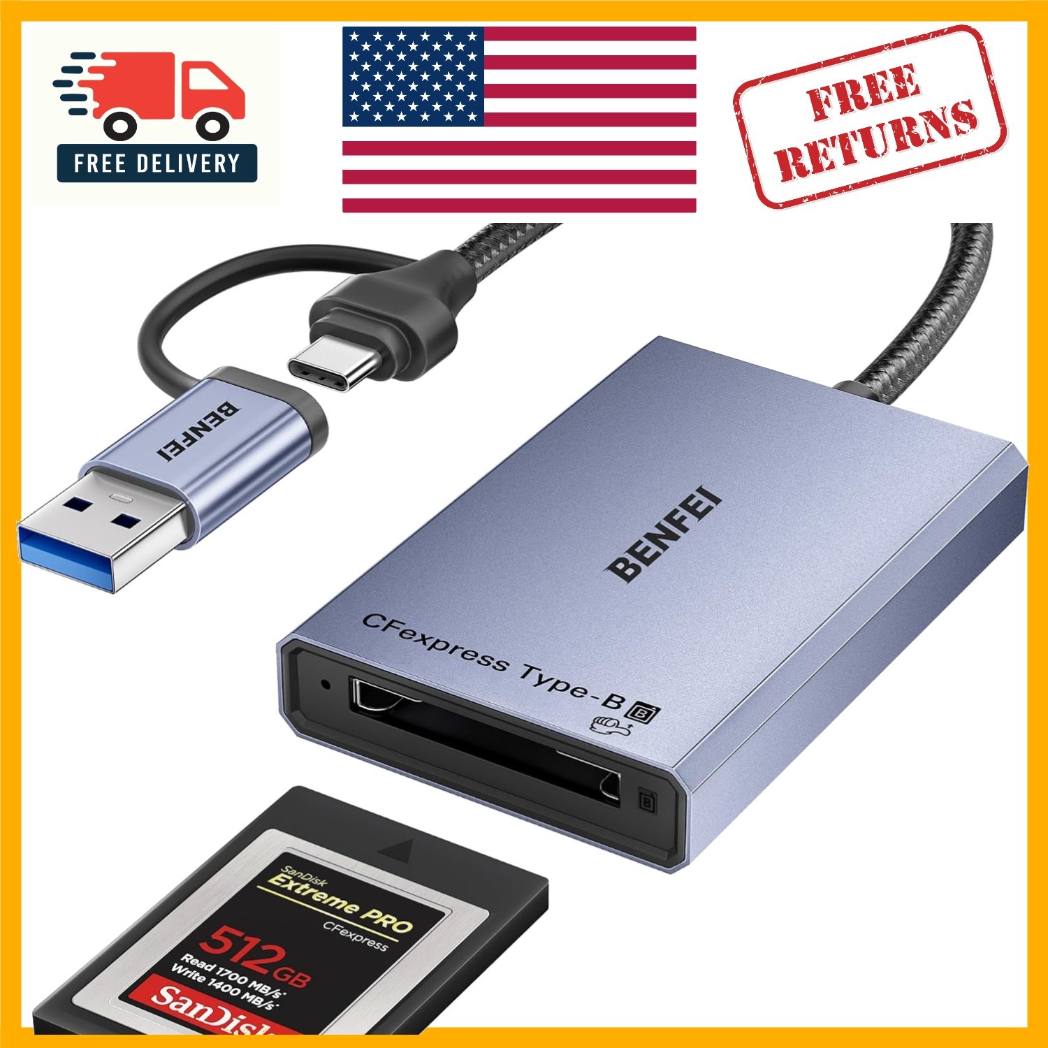 Compact CFexpress Card Reader - 10Gbps with 18-  for Peace of Mind