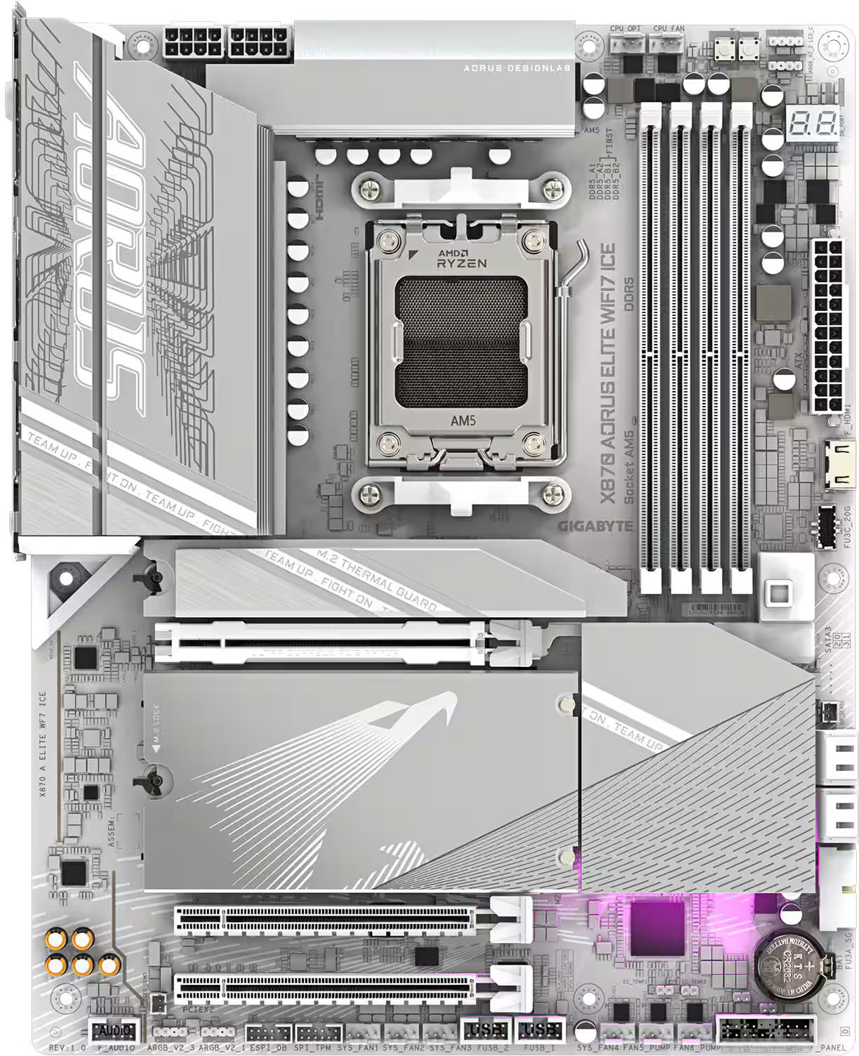 GIGABYTE - X870 AORUS ELITE WIFI7 ICE (Socket AM5) AMD X870 ATX DDR5 Wi-Fi 7 ...