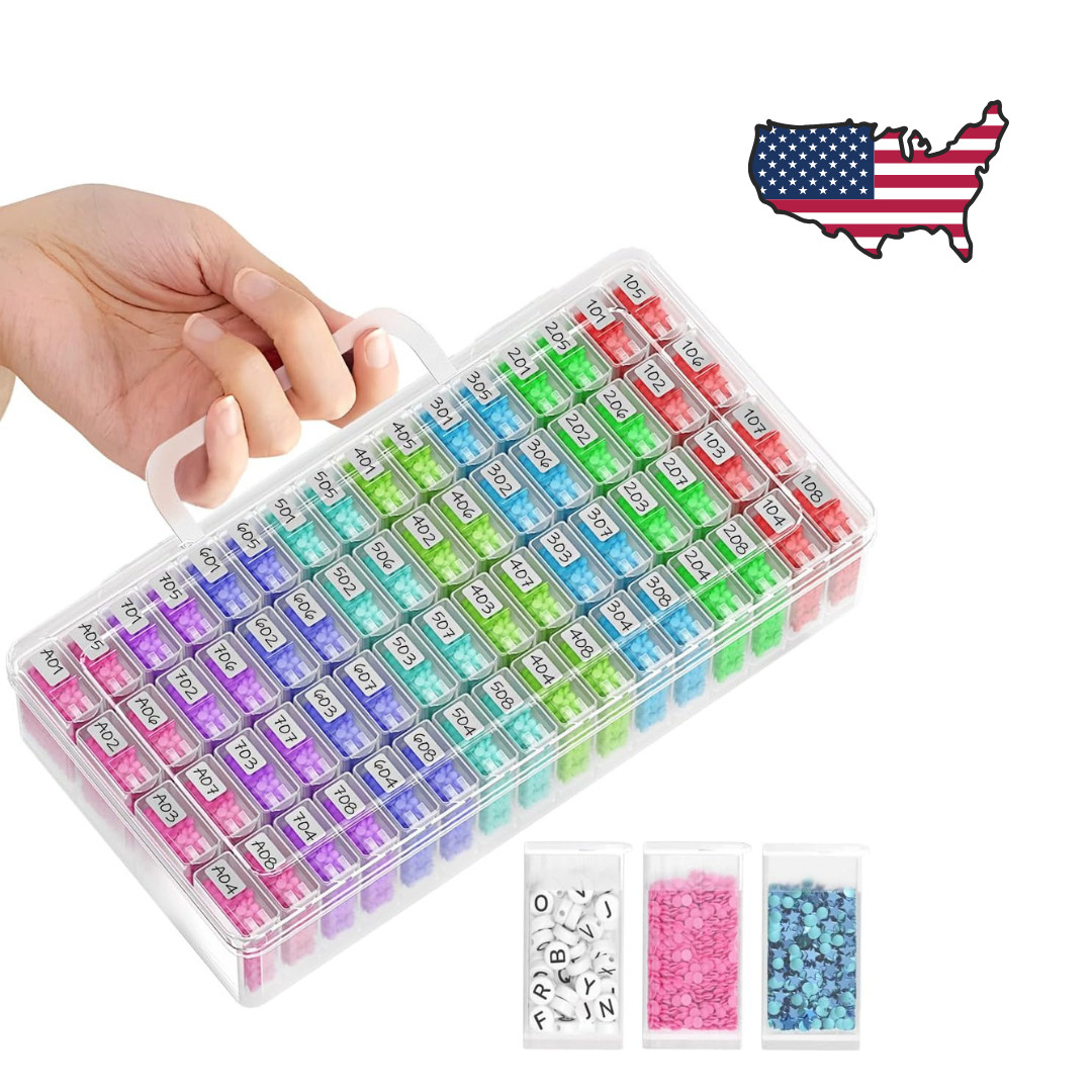 ARTDOT 64 Jars Diamond Art Storage Organizer with Labels for Painting Tools