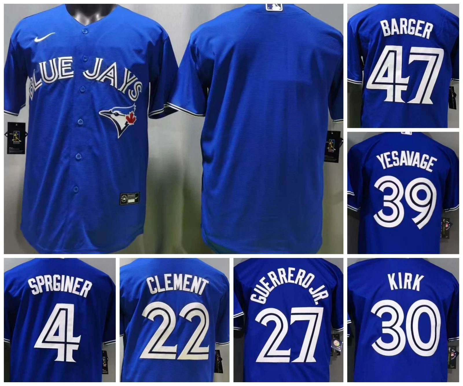 Nike Toronto Blue Jays Royal Blue Stitched Jersey Guerrero Jr. Springer Kirk NWT