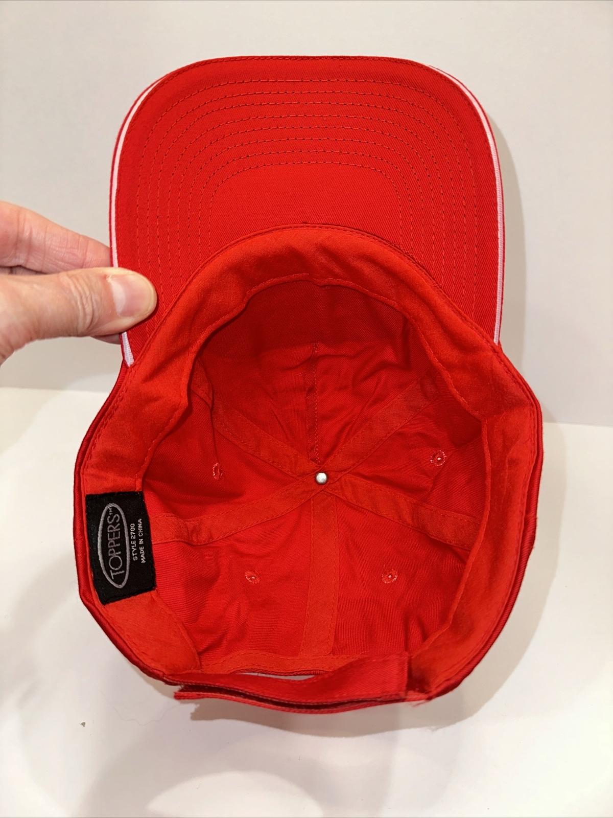 TSA Racing Logo Hat Cap Red Screen Print Hook Loop White Bill Edge Hook Loop