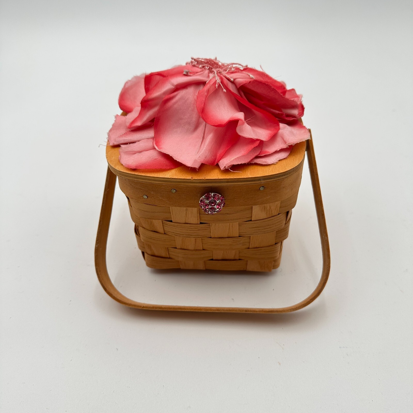 My Cute Bag Child's Purse Basket Flower Liner Lid Rhinestones