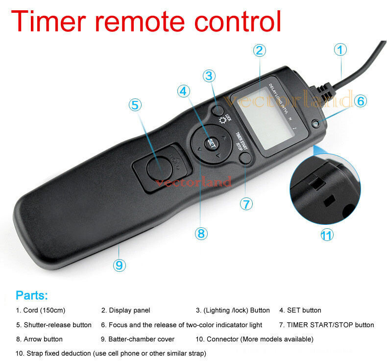 LCD Timer remote Shutter Release for Canon EOS 6D Mark II/ 5D Mark IV III II/ 7D