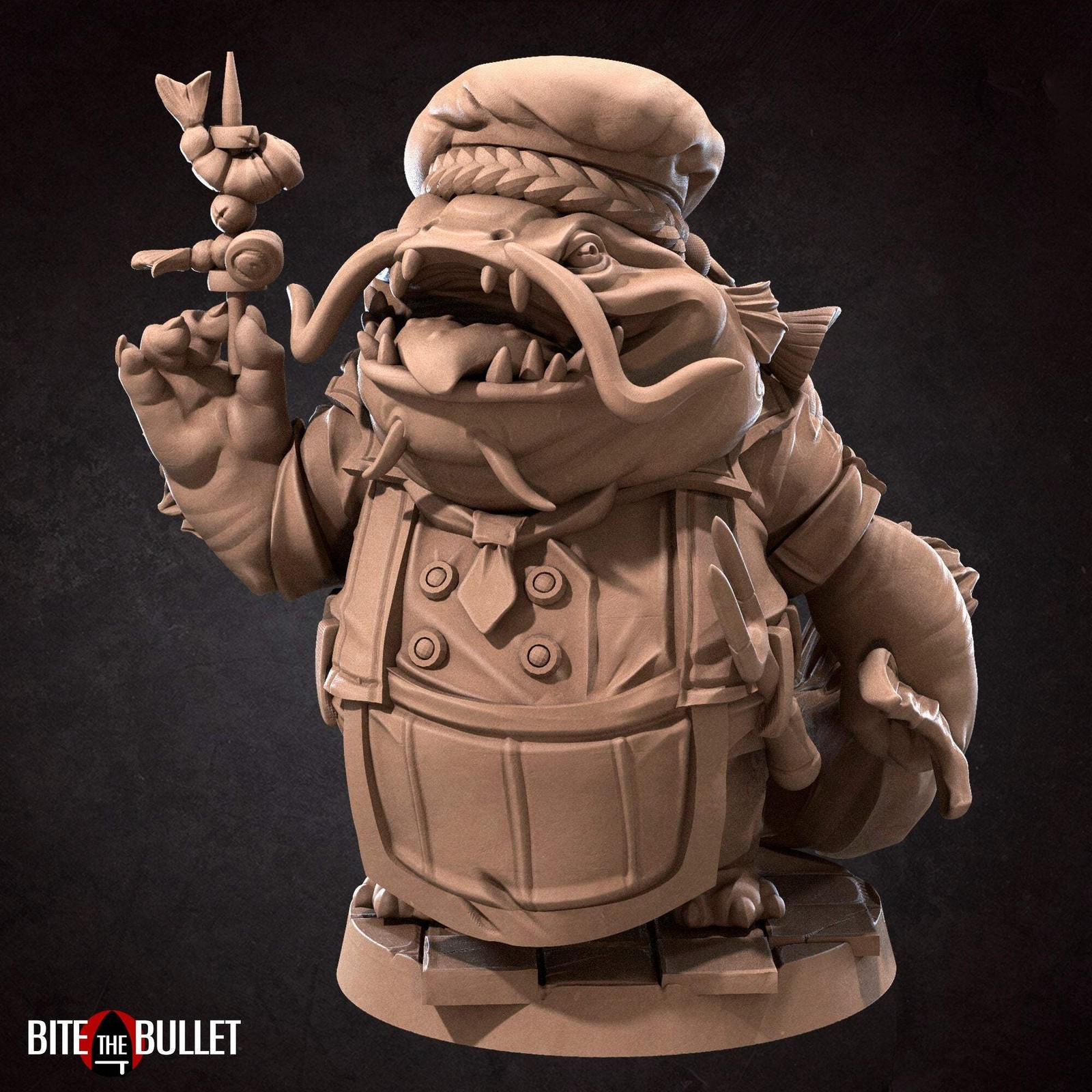 Chef Locathah | TABLETOP SCALE | D&D TTRPG Miniature | Bite the Bullet | Unpaint
