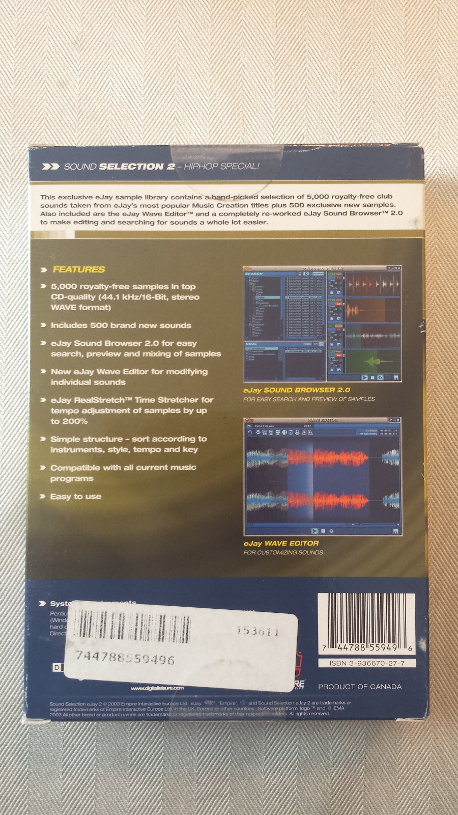 Sound Selection 2 Hip Hop Special - eJay Sample Library Windows XP / 7 EUC AXL