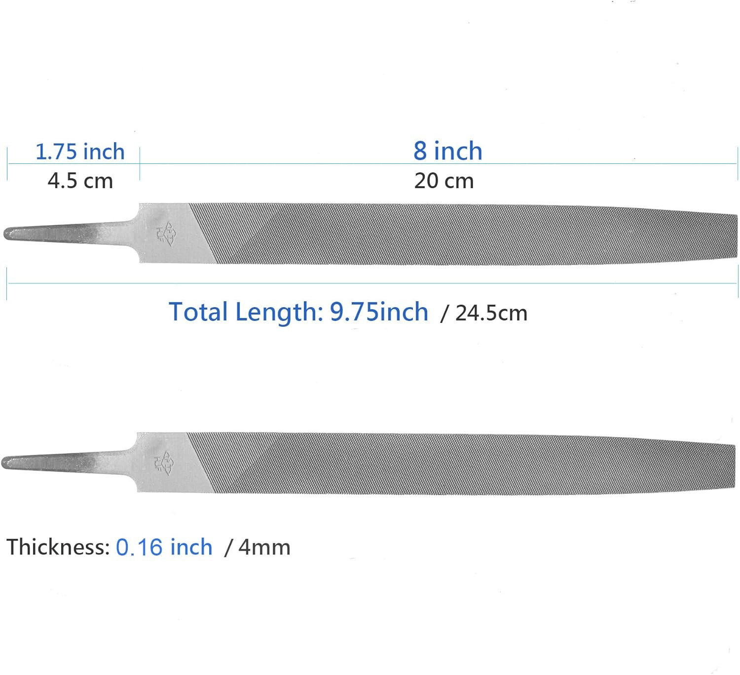 Axe File Sharpener Set 2PCS 8Inch, SKZIRI Flat Metal Axe File Rectangular Cut Mi