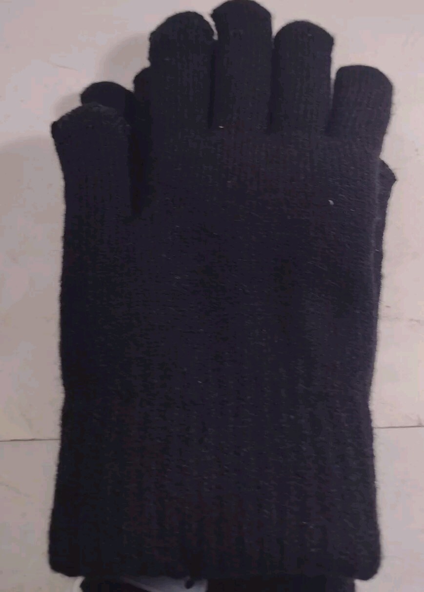 Men's Stretch Acrylic Sweater Knit Gloves/Hand Warmers Black