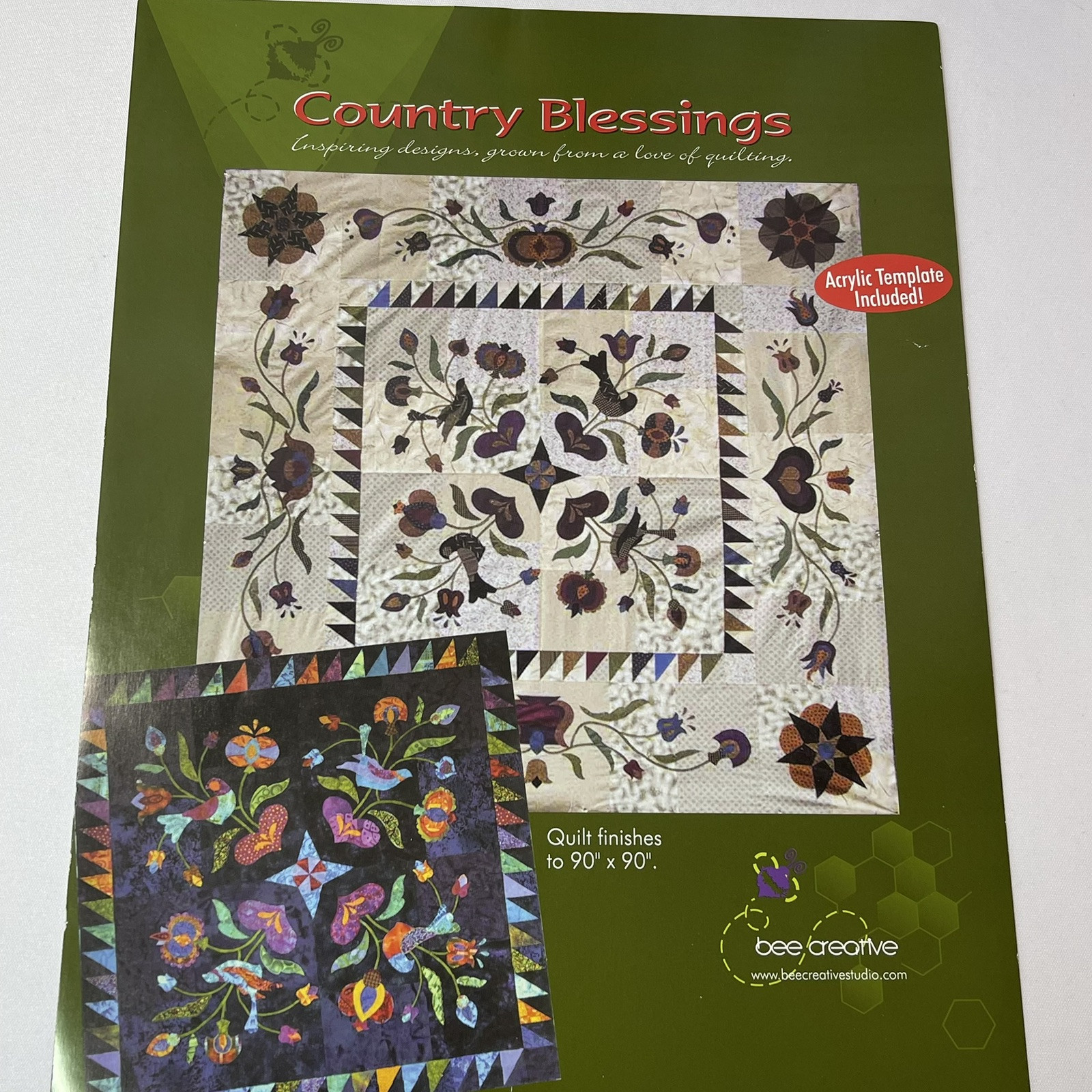 Country Blessings Applique Pattern Bee Creative 90" x 90" Acrylic Template