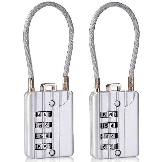 SEPOX 4-Digit Combination Cable Lock – 4-Pack Travel Luggage Locks (New)